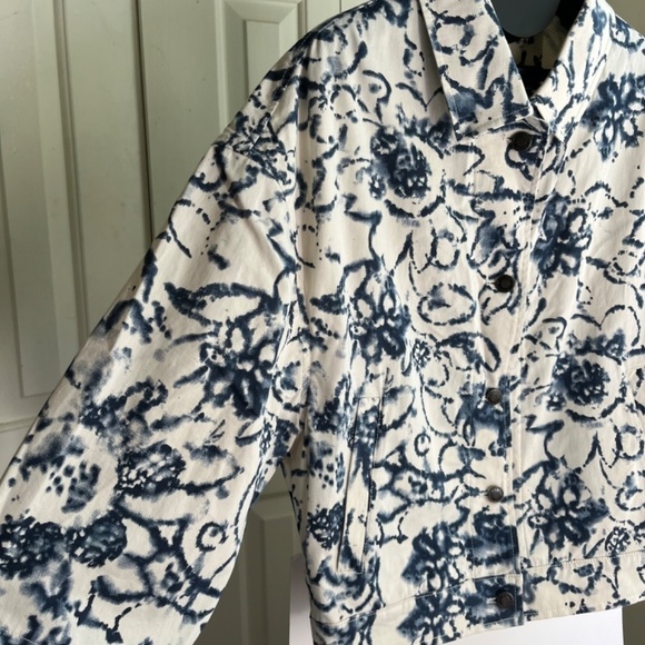 Bugatti Boho Chic Italian Crop Denim Bomber Jacket Navy Pockets Cotton, Size M - Picture 8 of 14